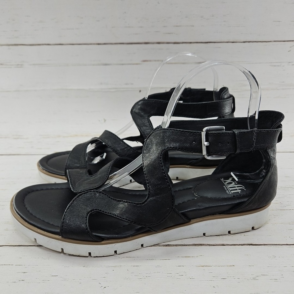Sofft‎ Malana Sandal Size 10 Black Leather Gladiator Strappy Flat Shoe